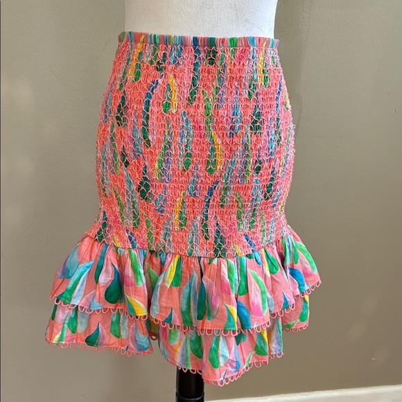 FARM Rio by Anthropologie Colorful Patterned Smocked Printed Mini Skirt Size S - Picture 7 of 14